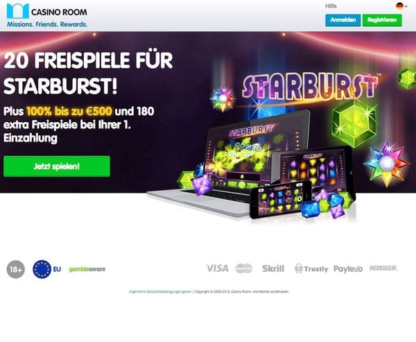 20 Freispiele für Starburst bei Casino Room